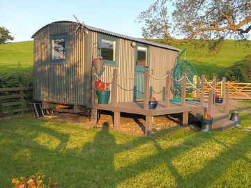 The peacock shepherd’s hut at sunset