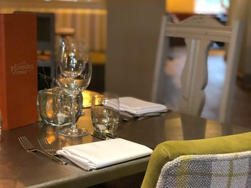 Inside the pub, dining area
