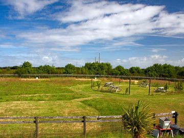 Spacious pitches and central shared seating area