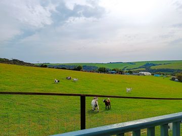 Stunning view of the south downs from the cabin's decking
