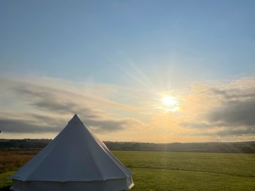 Peaceful pop-up site at sunset