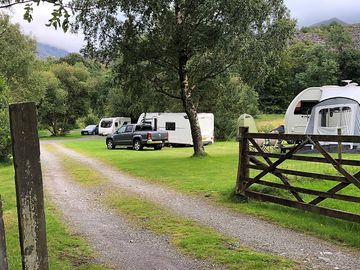 Grass and hardstanding pitches from the entrance gate