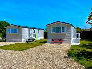 Static's with a beautiful blue sky behind! come and have a weekend or a week away and enjoy yourself