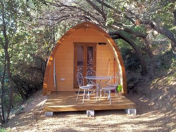 Camping pod exterior view