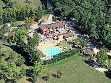 Looking over the swimming pool