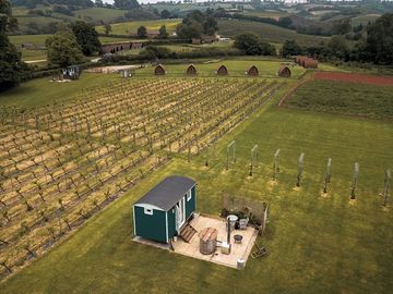 Aerial shot of shepherd's hut 3