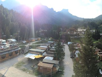 The site and mountains in summer