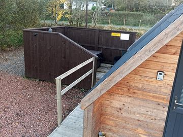 Hot tub behind the privacy fence
