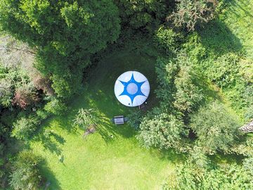 Aerial view of a yurt