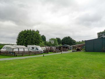 Grass pitches and entrance