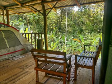 Tent on a platform with a view
