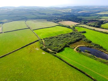 Spring lakes from above views across to the ocean
