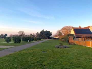 Our gravel pitches at sunset