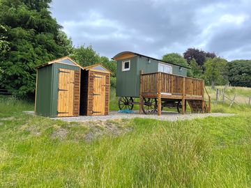 Shepherd's hut has its own loo and showers