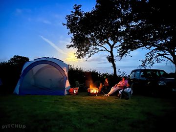 Fire pits by moonlight
