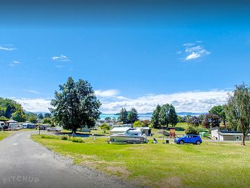 Hillside powered sites, some with lake views