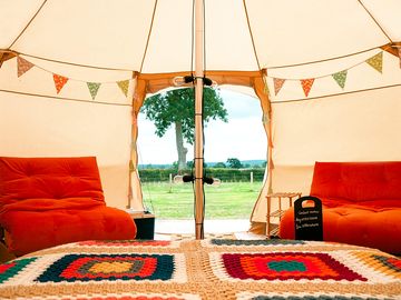 View from the bed. photo taken by boutique camping.