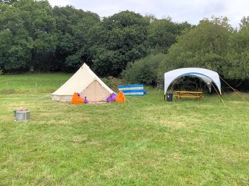 Spacious pitch with private dining area.