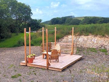 Decking area at the premium campervan pitch