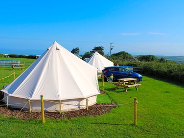 The pre-pitched tents.