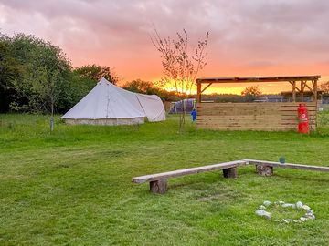 Sunset over bell tent