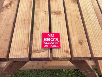Just a reminder, no barbecues on the picnic benches all barbecues must be attended at all times