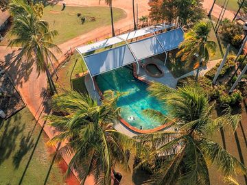 Aerial shot of the pool