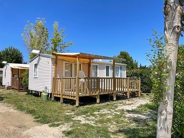 Each caravan has a private deck