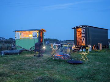 Shepherd's hut by night
