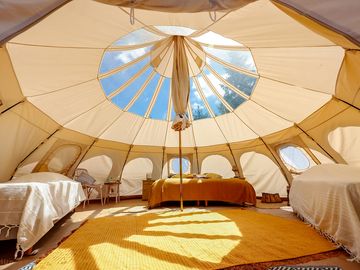Inside one of the tents