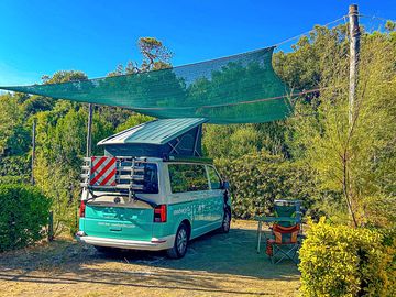 Shaded touring pitches with electric connection