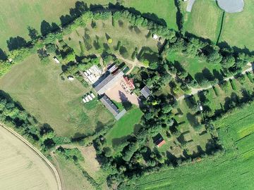 Aerial shot of campsite