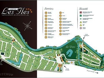 Map of the campsite with the coin des iles extension for motorhomes, tents and caravans (added by manager 16 jan 2024)