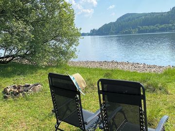 Deckchairs at the edge of the loch