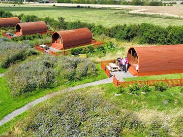 Aerial view of the pods