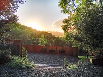 Garden with a firepit and barbecue
