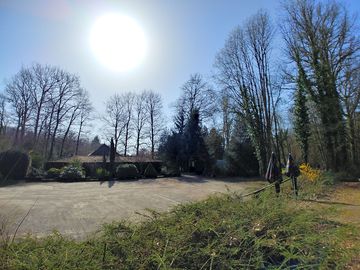 Looking across the car park