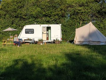 Caravan and bell tent