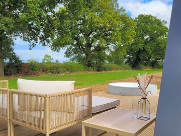 Decking area with seating and firepit