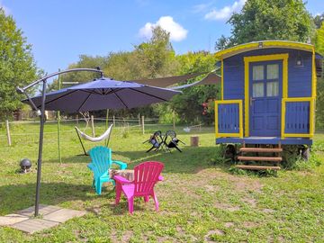Blue gypsy caravan