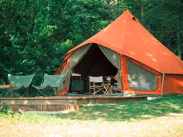 Bell tent exterior and decking