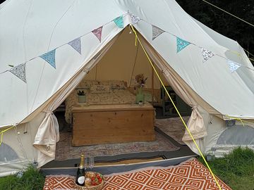 Bell tent with bunting