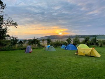 Southdown way walkers resting after a long day