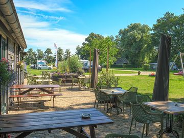 Restaurant terrace overlooking the play area