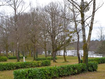 Grass pitches with lake views