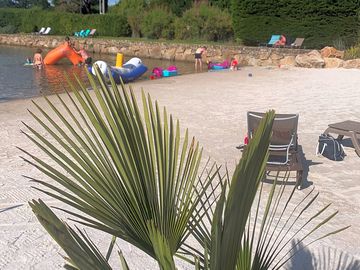 Natural pool and beach on site