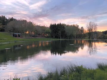 Stunning autumn sunset views over the lake
