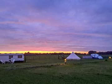 Pitches at dusk