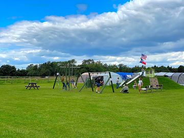The under 12's play area is located in the meadow, open from 10am to 8pm