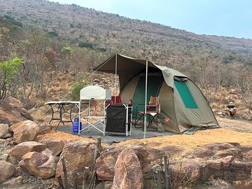 Magnificent mountain backdrop for your tent getaway